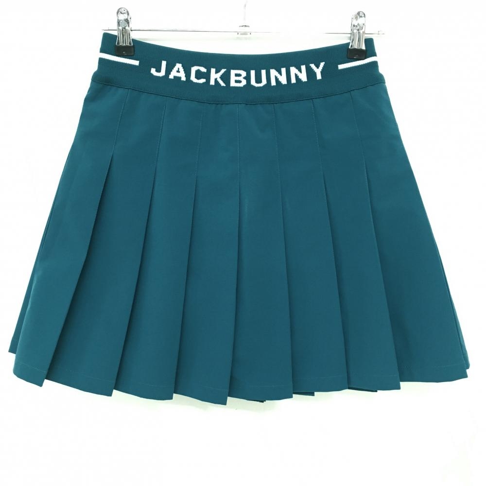 【美品】ジャックバニー プリーツスカート ブルーグリーン×白 ウエストゴム レディース 1(M) ゴルフウェア 2025年モデル Jack Bunny