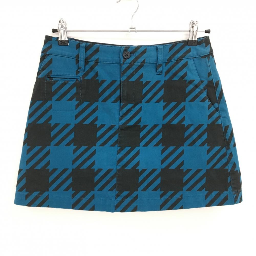 ジャックバニー スカート グリーンブルー×黒 チェック柄 バックロゴ 内側インナーパンツ レディース 1 ゴルフウェア Jack Bunny