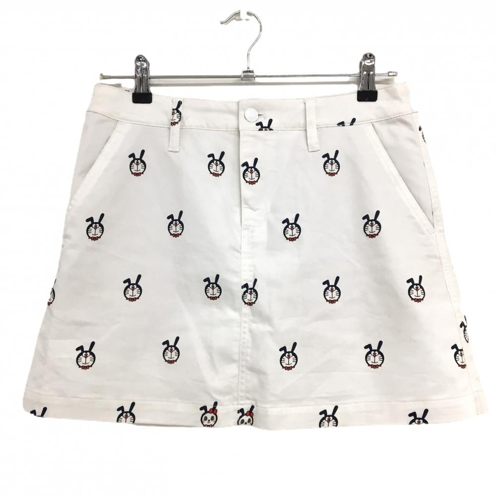 ジャックバニー×ドラえもん スカート 白 うさ耳ドラえもん総柄 内側インナーパンツ ストレッチ  レディース 2(L) ゴルフウェア Jack Bunny