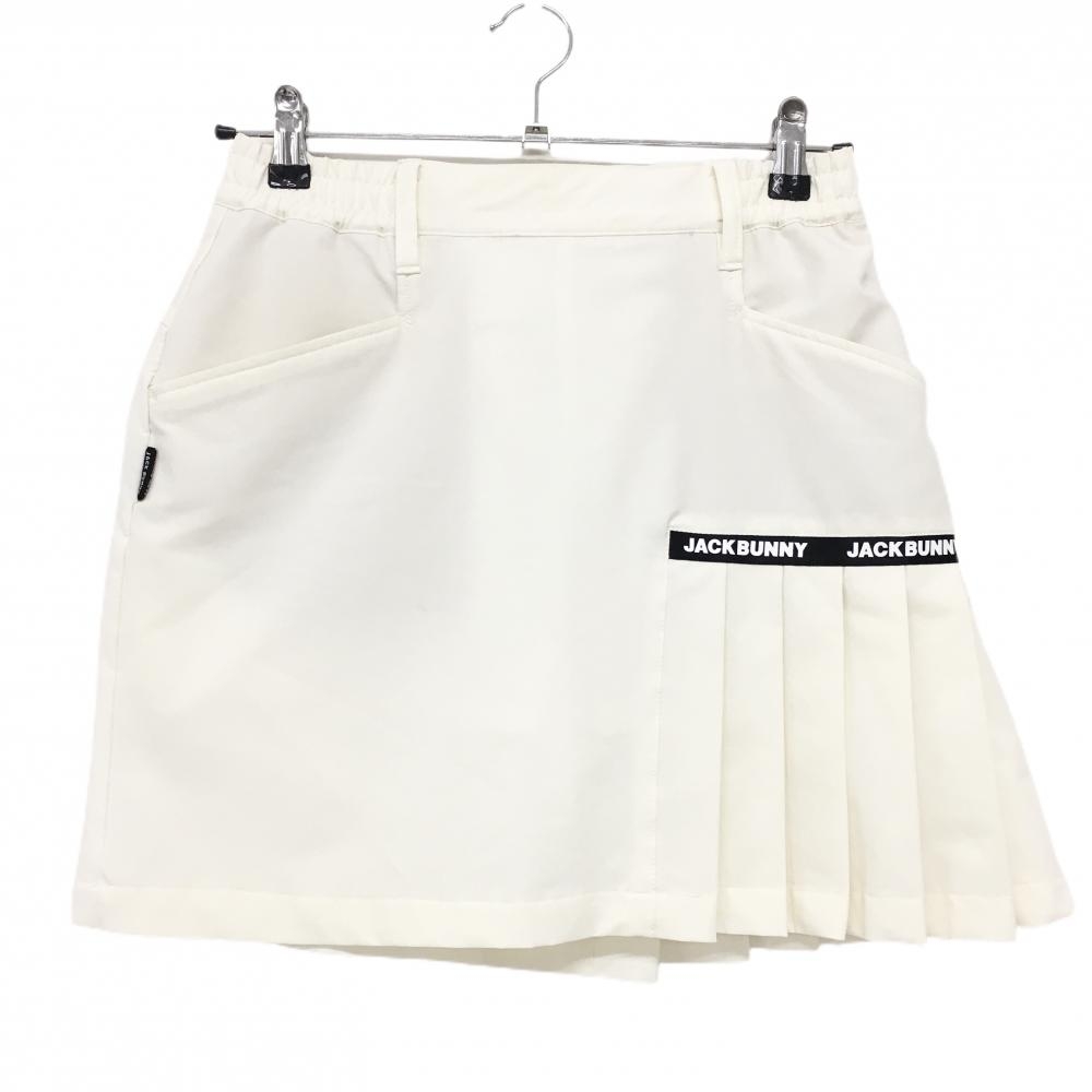 【美品】ジャックバニー スカート アイボリー×黒 サイド裾プリーツ  レディース 1(M) ゴルフウェア 2023年モデル Jack Bunny