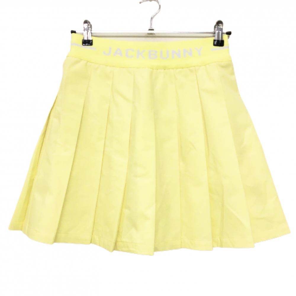 【超美品】ジャックバニー プリーツスカート イエロー×白 ウエストゴムロゴ レディース 1(M) ゴルフウェア 2025年モデル Jack Bunny