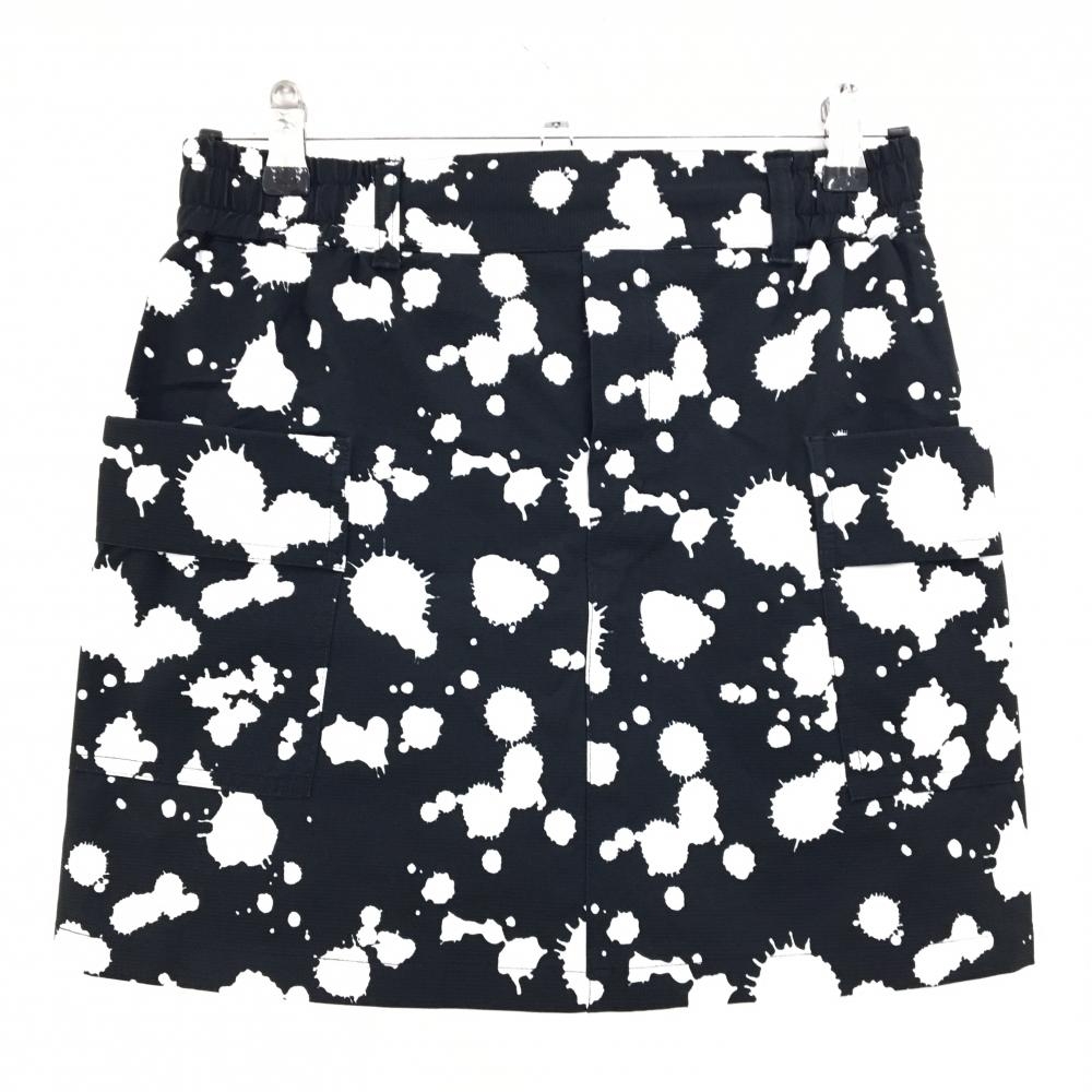 【美品】ジャックバニー スカート 黒×白 総柄 内側イナーパンツ レディース 2(L) ゴルフウェア 2024年モデル Jack Bunny