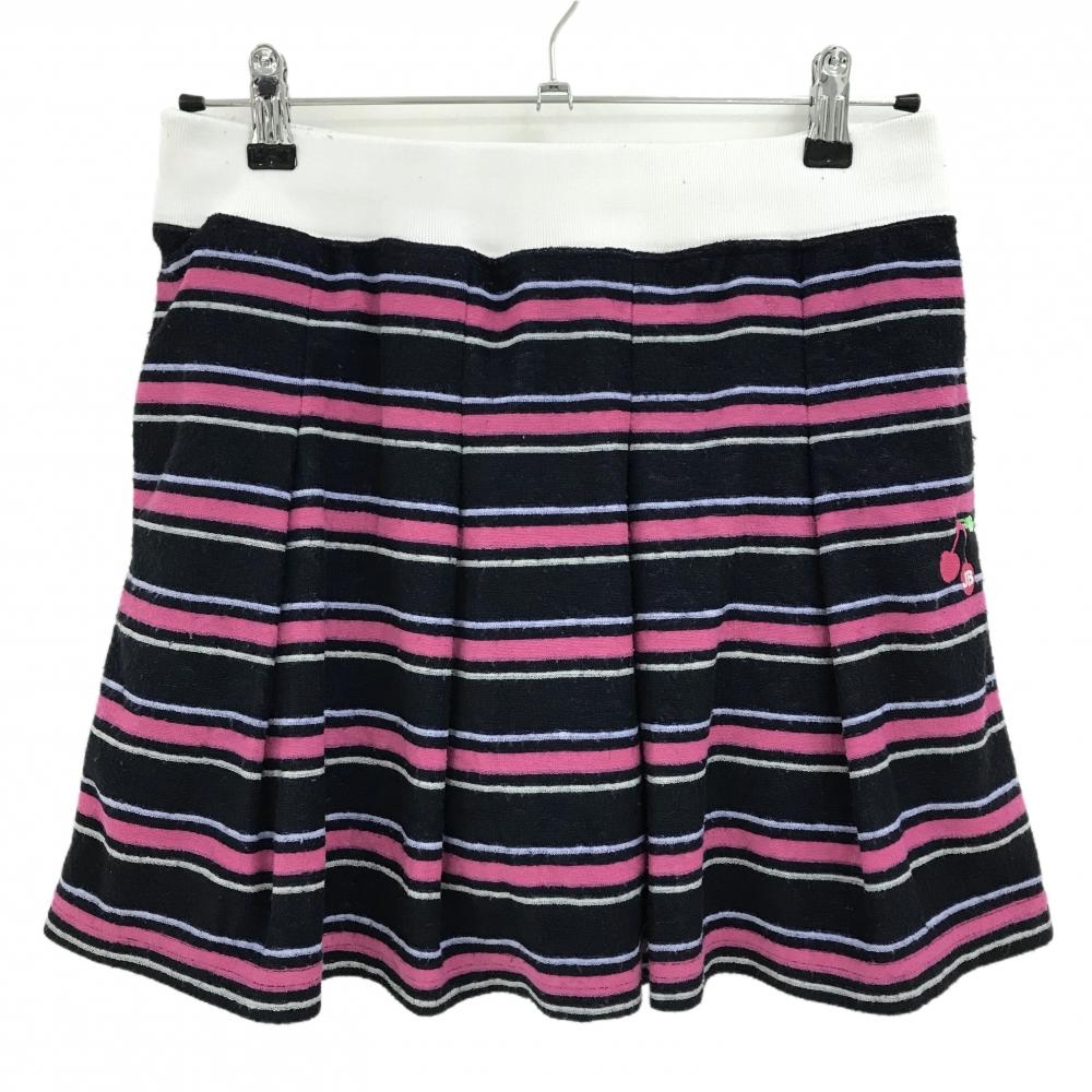 ジャックバニー スカート ネイビー×ピンク ボーダー パイル地 レディース 2(L) ゴルフウェア 2025年モデル Jack Bunny