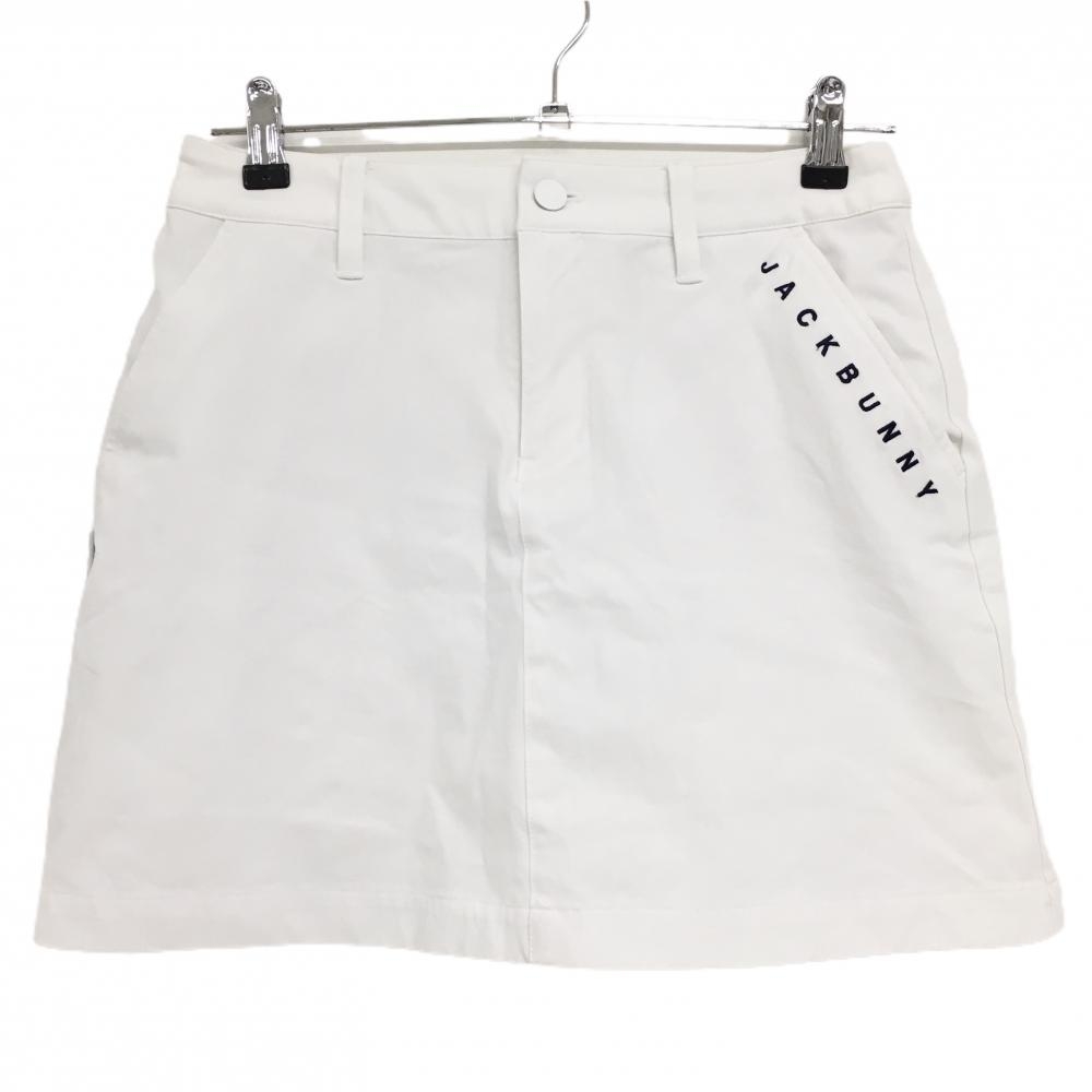 【超美品】ジャックバニー スカート 白 ロゴネイビー 内側インナーパンツ  レディース 1(M) ゴルフウェア 2024年モデル Jack Bunny