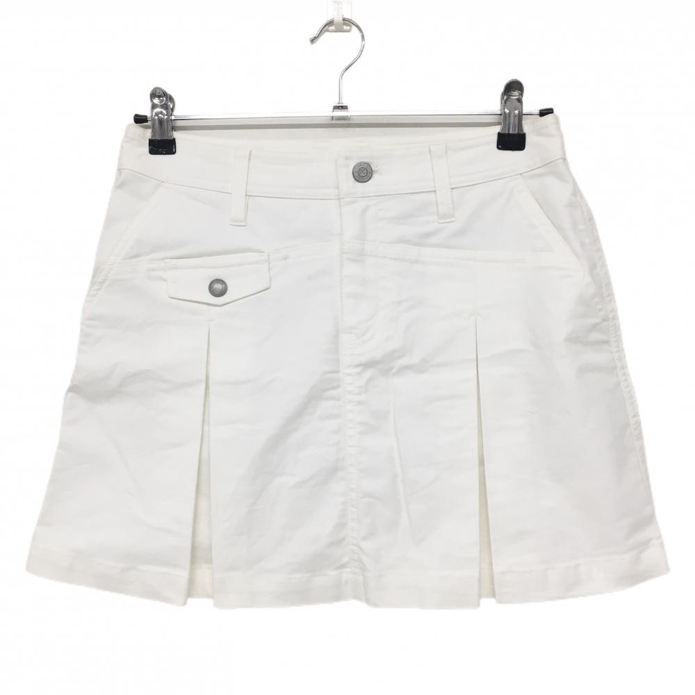 ジャックバニー ボックスプリーツスカート 白×ネイビー バックロゴ レディース 1(M) ゴルフウェア Jack Bunny