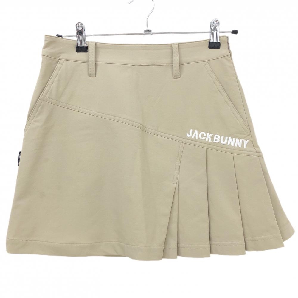 【美品】ジャックバニー スカート ベージュ サイドプリーツ ロゴ刺しゅう ストレッチ  レディース 1(M) ゴルフウェア Jack Bunny