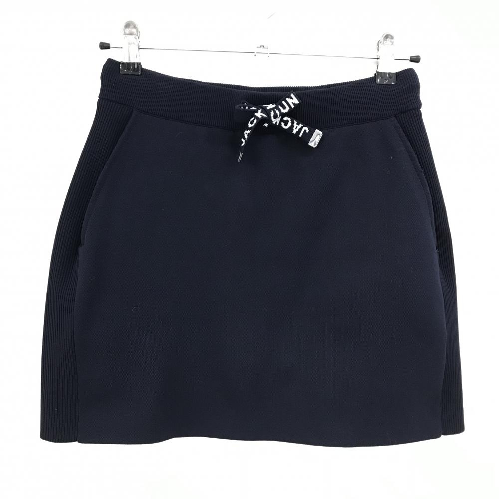 【美品】ジャックバニー ニットスカート ネイビー バックロゴ 内側インナーパンツ レディース 1(M) ゴルフウェア Jack Bunny
