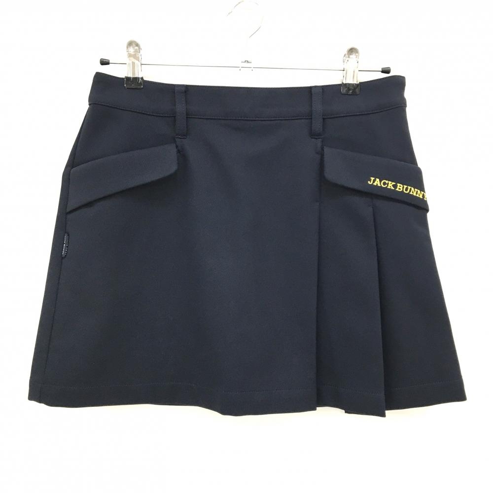 【超美品】ジャックバニー スカート ダークネイビー 一部プリーツ 内側インナーパンツ レディース 2(L) ゴルフウェア Jack Bunny