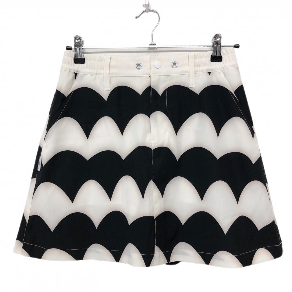 ジャックバニー スカート 白×黒 なみなみボーダー レディース 2(L) ゴルフウェア 2023年モデル Jack Bunny