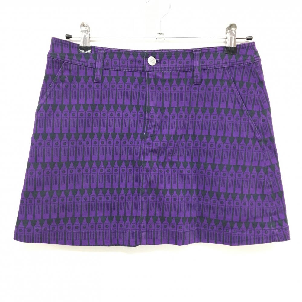 ジャックバニー スカート パープル×黒 総柄 レディース L ゴルフウェア Jack Bunny