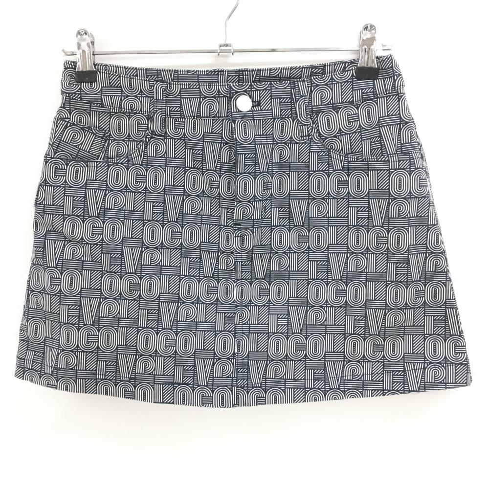 ジャックバニー スカート ネイビー×白 総柄 内側インナーパンツ  レディース 1(M) ゴルフウェア Jack Bunny