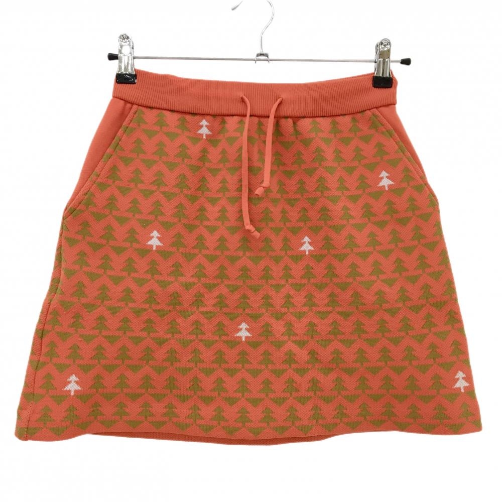 ジャックバニー ニットスカート オレンジ×ブラウン 総柄  レディース 0(S) ゴルフウェア Jack Bunny