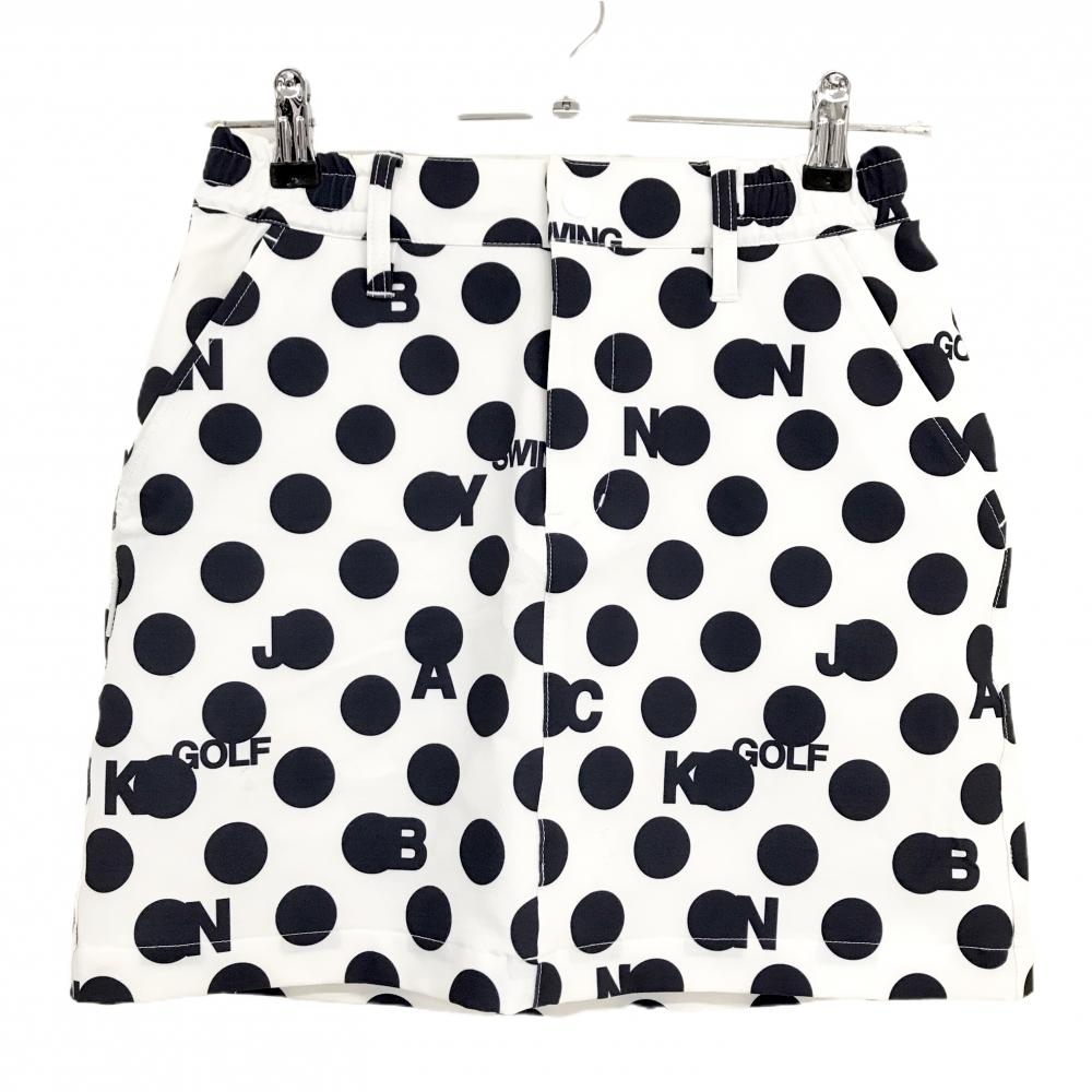 【美品】ジャックバニー スカート 白×ネイビー ドット ストレッチ  レディース 0(S) ゴルフウェア 2024年モデル Jack Bunny