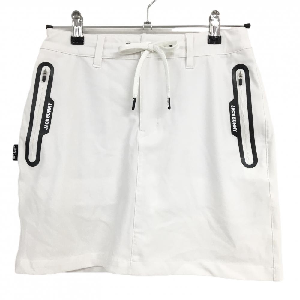 【美品】ジャックバニー スカート 白×黒 ウエスト調整紐 内側インナーパンツ  レディース 1(M) ゴルフウェア Jack Bunny