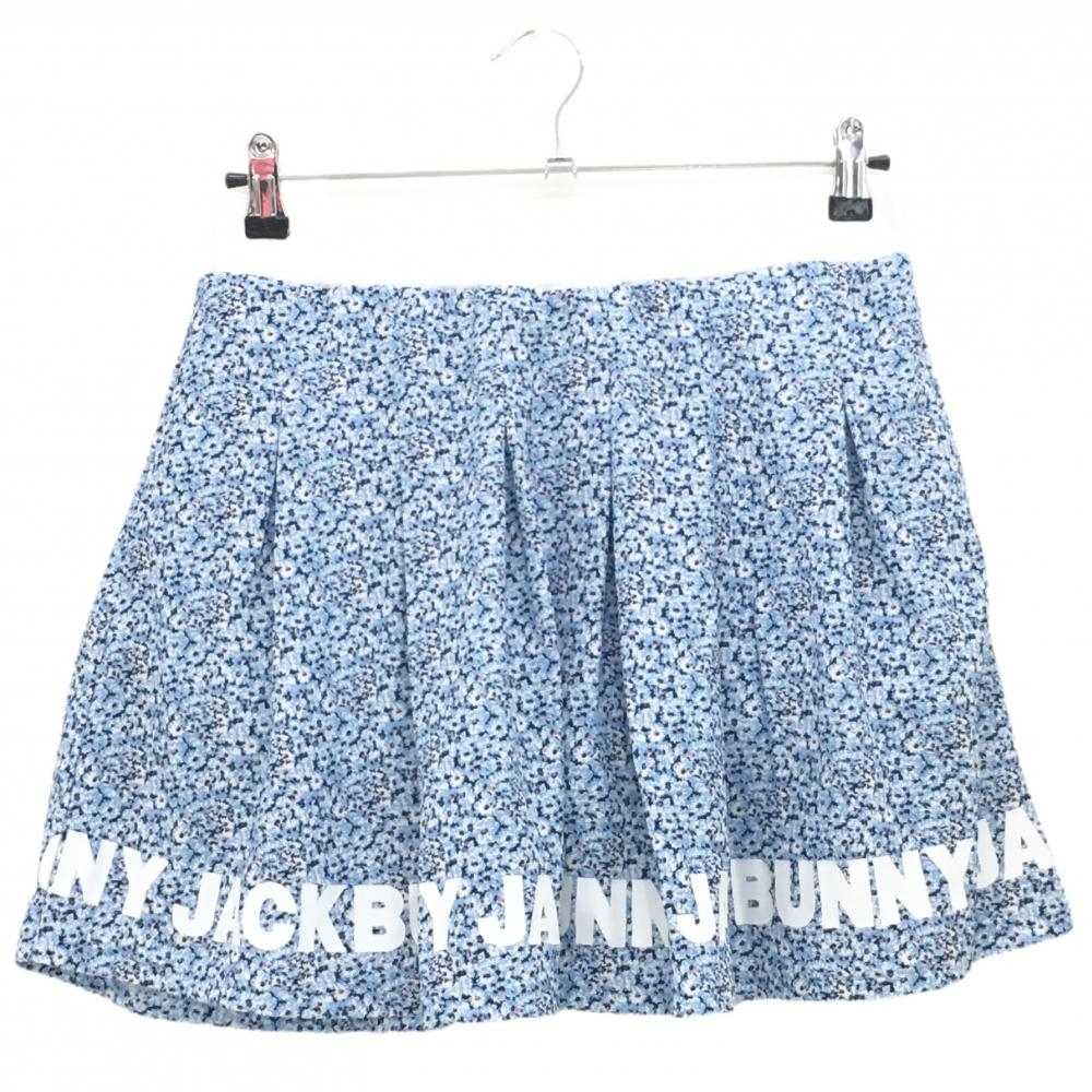【超美品】ジャックバニー×LIBERTY スカート ライトブルー×白 花柄 内側インナーパンツ  レディース 2(L) ゴルフウェア Jack Bunny
