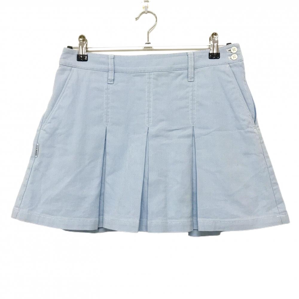 【美品】ジャックバニー スカート ライトブルー×白 ボックスプリーツ 内側インナーパンツ レディース 2(L) ゴルフウェア Jack Bunny