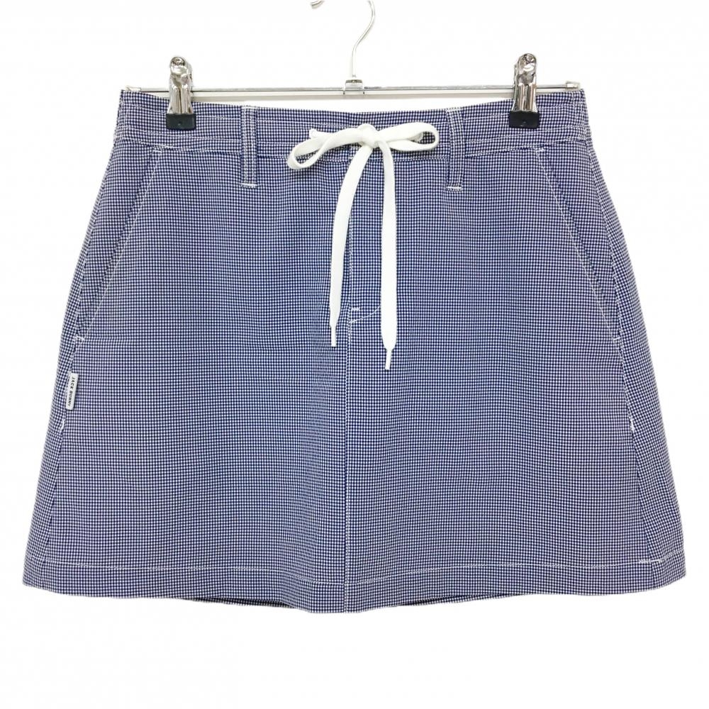 【美品】ジャックバニー スカート ネイビー×白 ギンガムチェック 内側インナーパンツ レディース 2(L) ゴルフウェア Jack Bunny