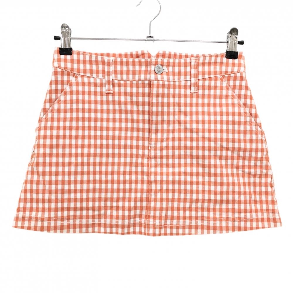ジャックバニー スカート オレンジ×白 チェック柄 バックロゴ  レディース 0(S) ゴルフウェア Jack Bunny