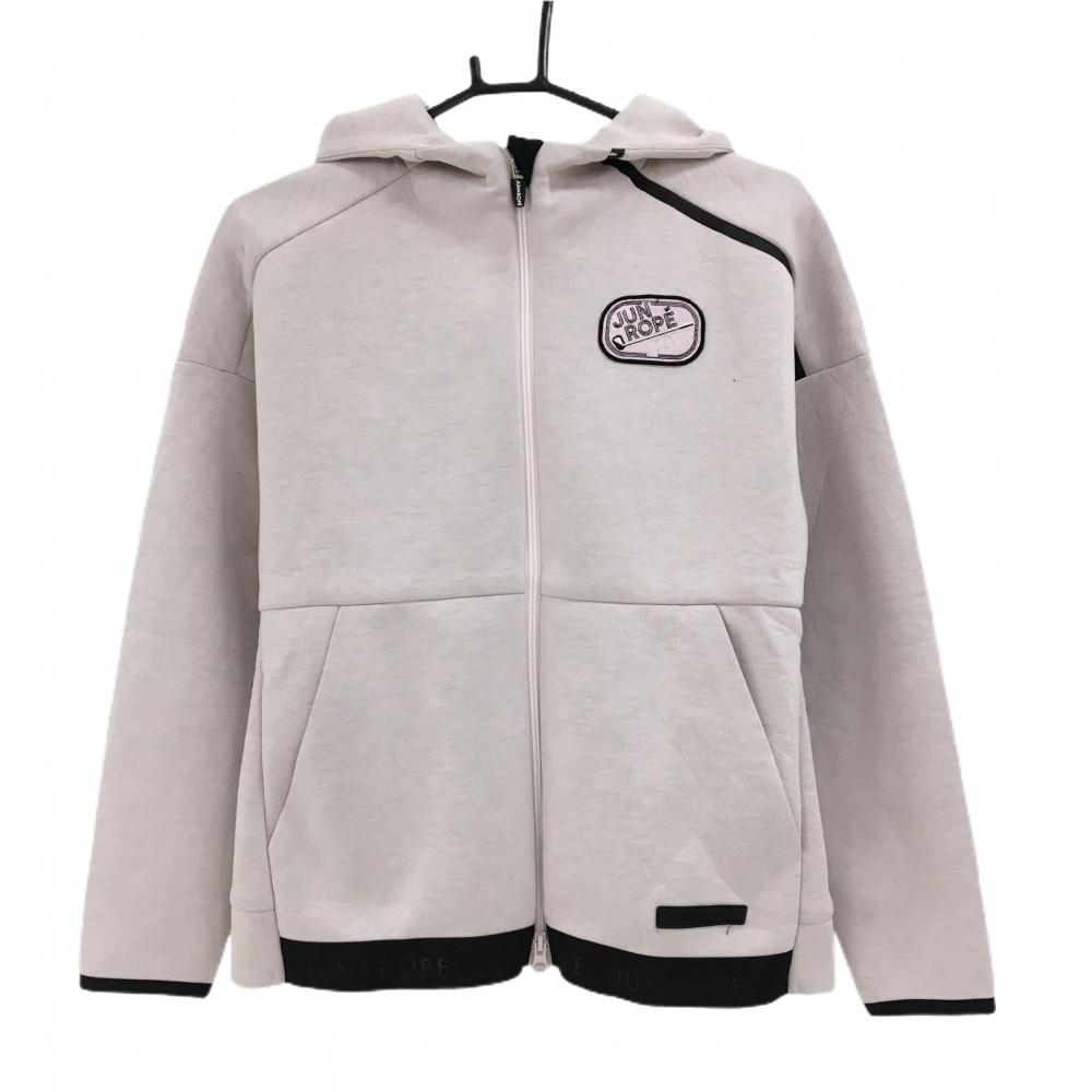 ジュンアンドロペ ジップパーカー ライトピンク×黒 ワッペン ダブルジップ レディース M ゴルフウェア JUN＆ROPE