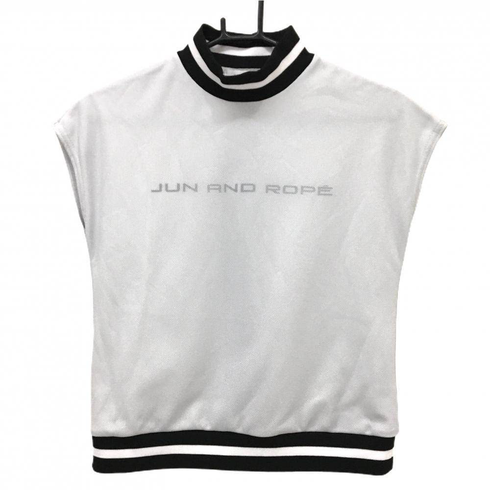 【超美品】ジュンアンドロペ ノースリーブハイネックシャツ ライトグレー レディース S ゴルフウェア JUN＆ROPE