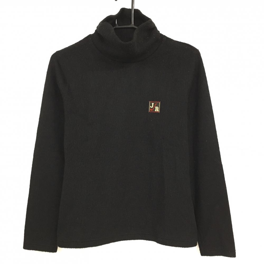 【美品】ジュンアンドロペ 長袖ハイネックシャツ 黒 起毛 ワッペン レディース L ゴルフウェア JUN＆ROPE
