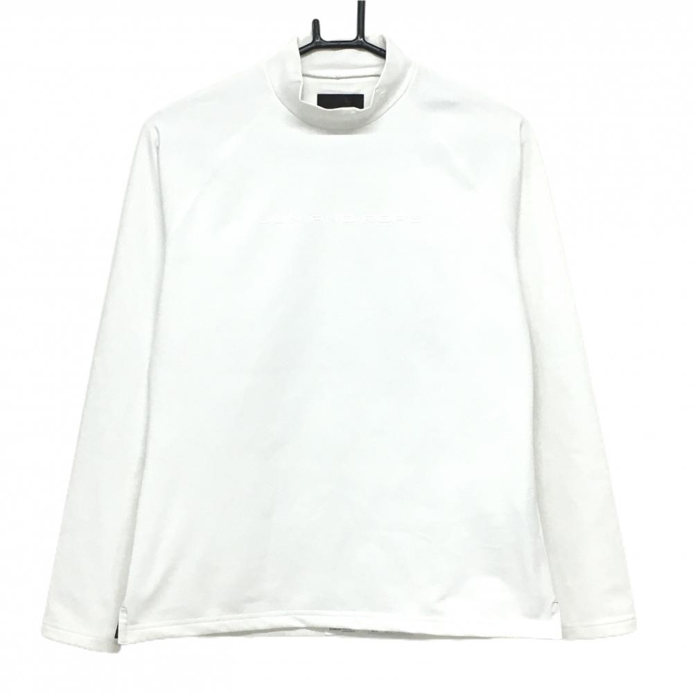 【美品】ジュンアンドロペ 長袖ハイネックシャツ 白 裏起毛 レディース L ゴルフウェア JUN＆ROPE