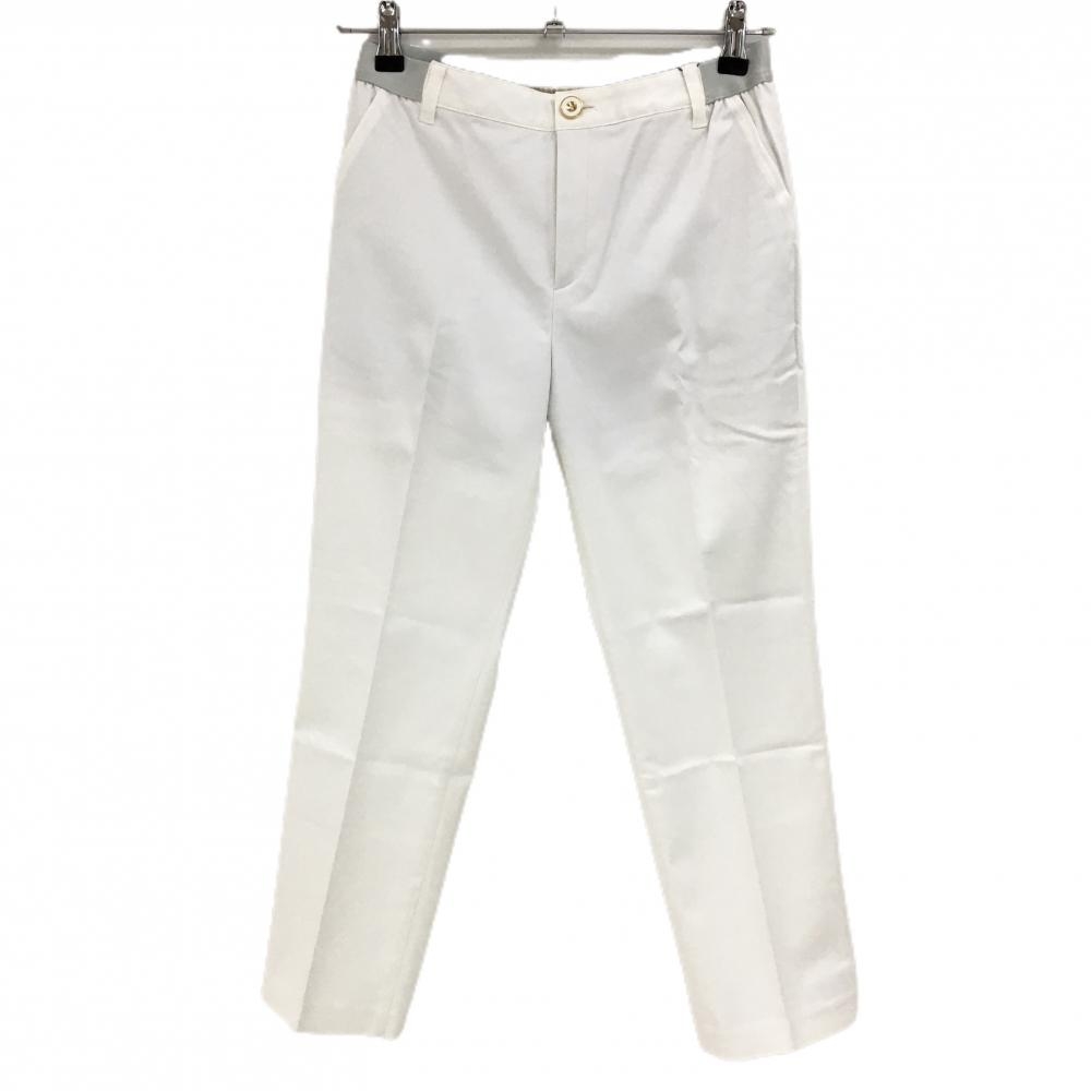 【新品】ジュンアンドロペ パンツ 白×ライトグレー系 ウエストゴム ストレッチ レディース M ゴルフウェア JUN＆ROPE