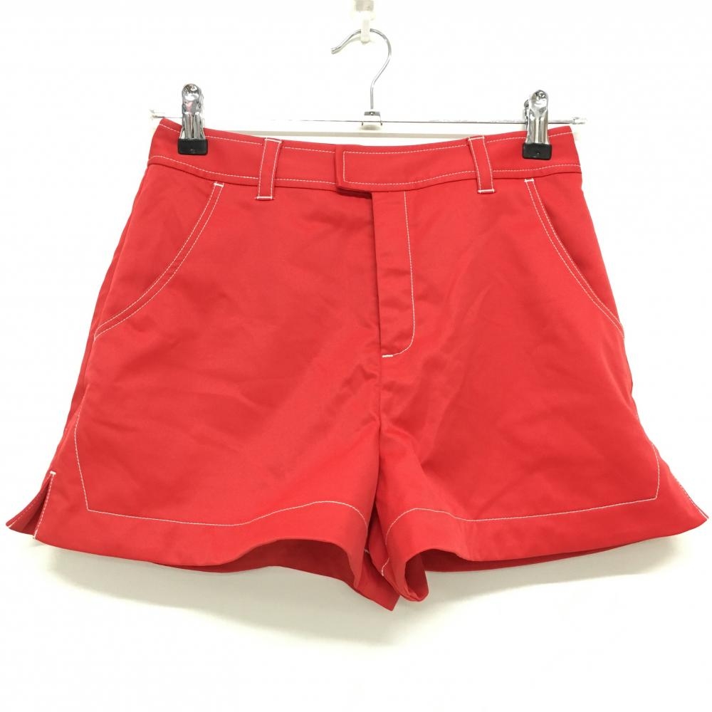 【超美品】ジュンアンドロペ ショートパンツ レッド ステッチ白 裏地付 レディース S ゴルフウェア JUN＆ROPE