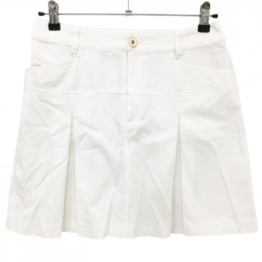 【美品】ジュンアンドロペ スカート 白 前ボックスプリーツ レディース L ゴルフウェア JUN＆ROPE