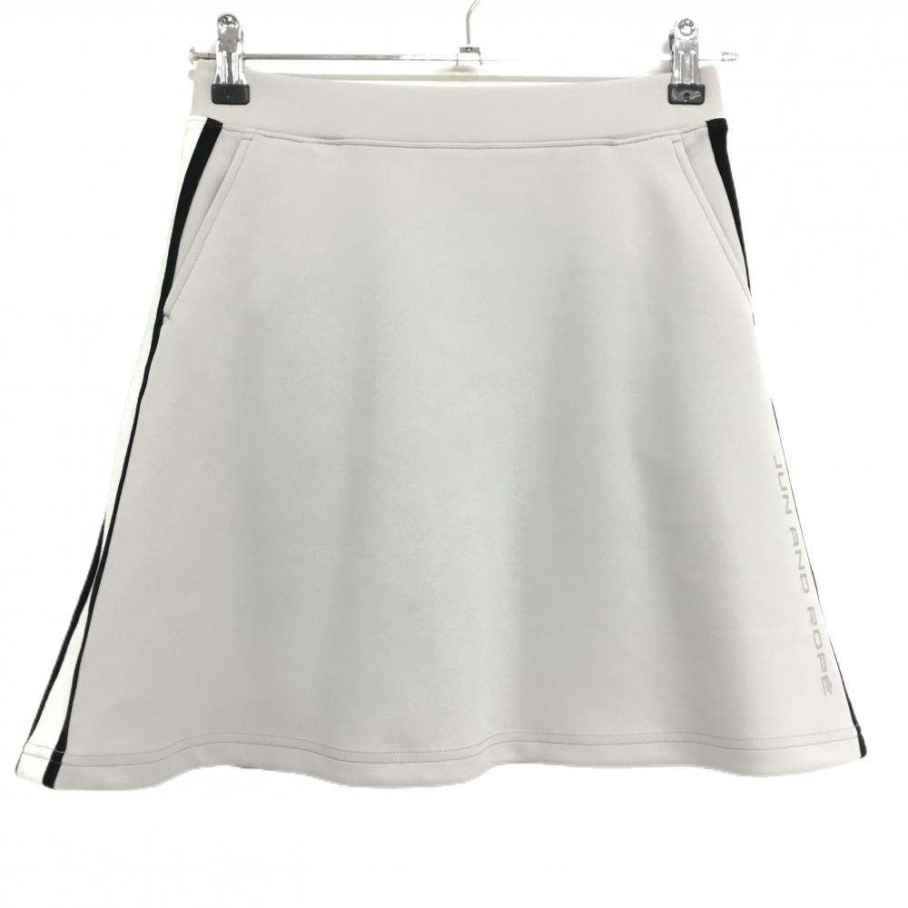 ジュンアンドロペ ストレッチスカート ライトグレー×白 ウエストゴム インナーパンツ付 レディース M ゴルフウェア JUN＆ROPE