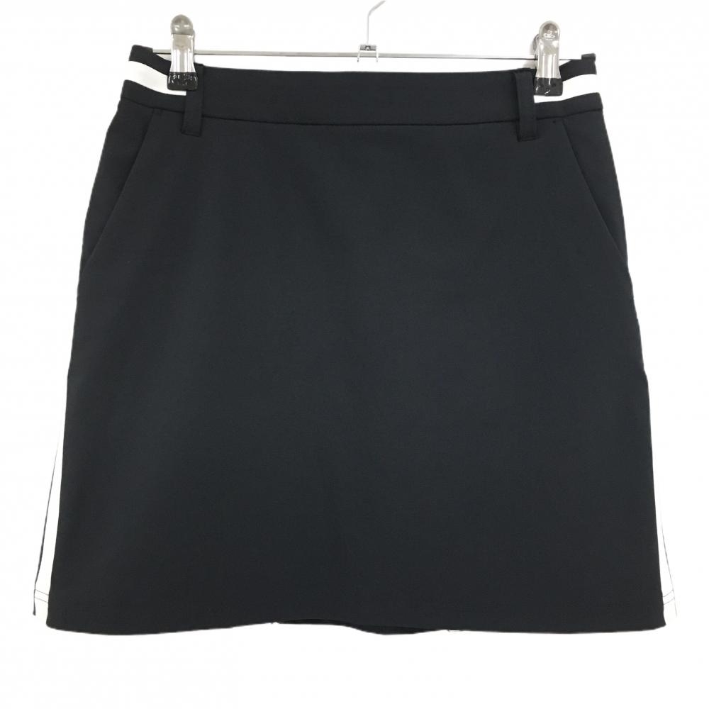【超美品】ジュンアンドロペ スカート 黒×白 サイドライン ストレッチ  レディース M ゴルフウェア JUN＆ROPE