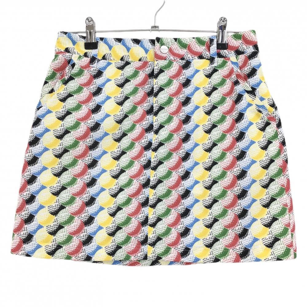 【超美品】ジュンアンドロペ スカート マルチカラー ゴルフボール総柄 レディース M ゴルフウェア JUN＆ROPE