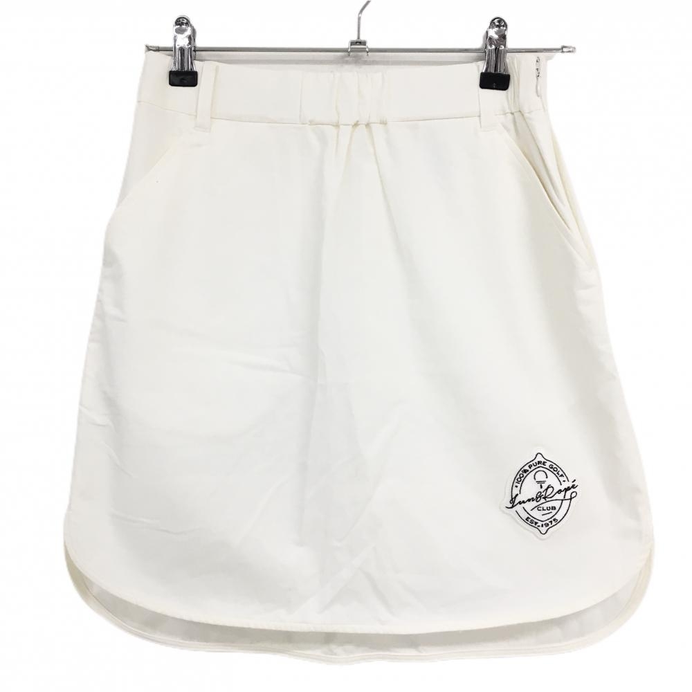 【新品】ジュンアンドロペ スカート 白 裾刺しゅうワッペン  レディース L ゴルフウェア JUN＆ROPE