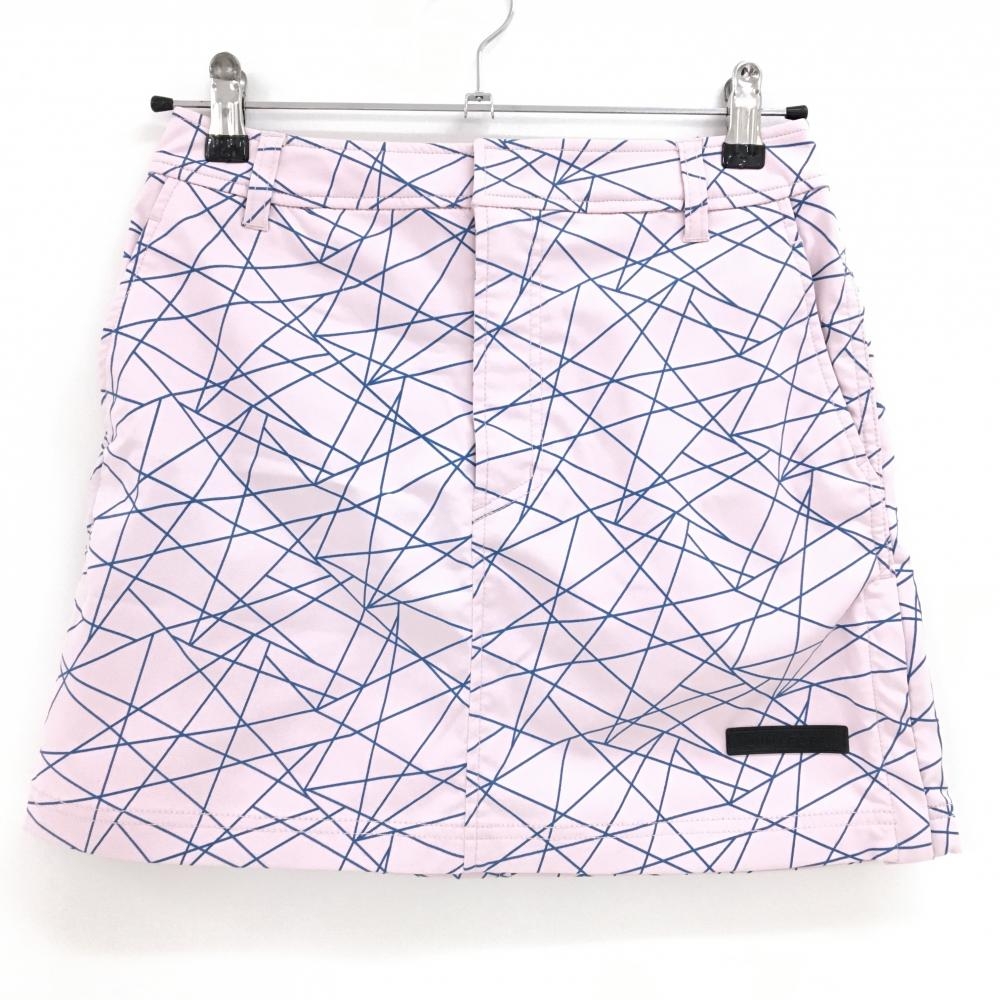 【超美品】ジュンアンドロペ スカート ライトピンク×ブルー 総柄 ロゴワッペン レディース M ゴルフウェア JUN＆ROPE