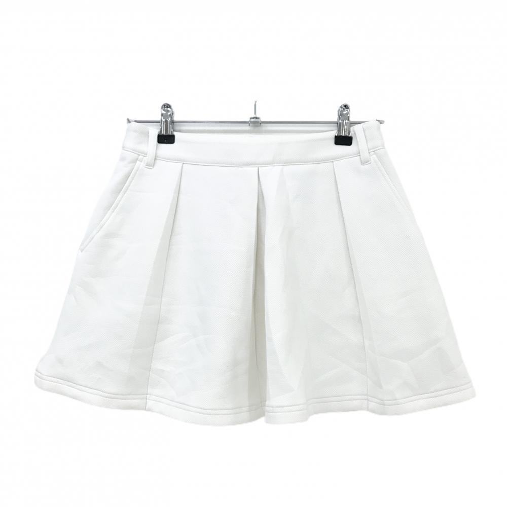 【超美品】ジュンアンドロペ スカート 白 地模様 プリーツ レディース M ゴルフウェア JUN＆ROPE