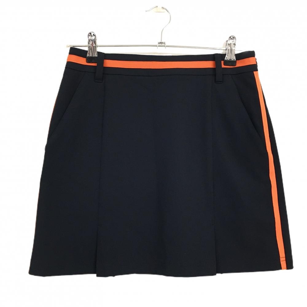 【超美品】ジュンアンドロペ ストレッチスカート ダークネイビー×オレンジ ウエスト・サイドライン レディース S ゴルフウェア JUN＆ROPE
