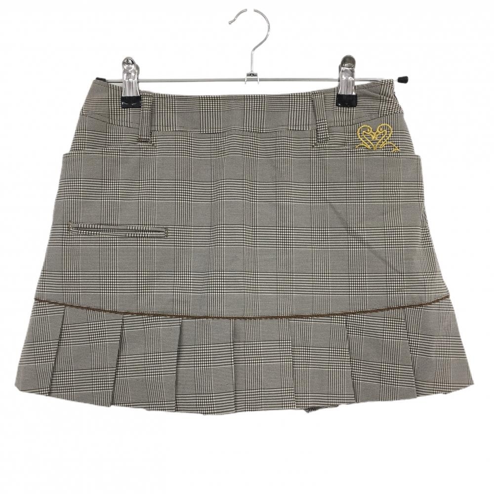 【新品】ジュンアンドロペ スカート ブラウン グレンチェック ポケット着脱可 インナーパンツ レディース M ゴルフウェア JUN＆ROPE