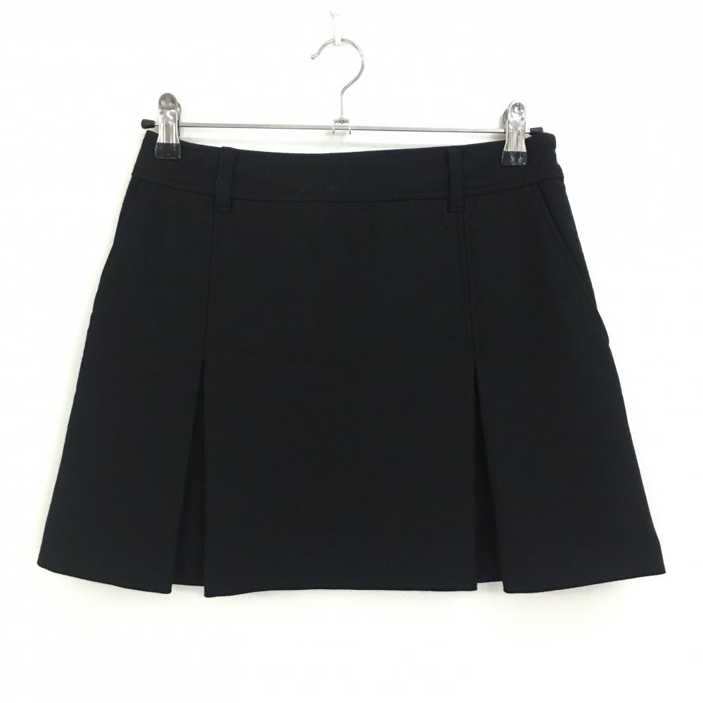 ジュンアンドロペ スカート 黒 ボックスプリーツ ウール混 レディース M ゴルフウェア JUN＆ROPE