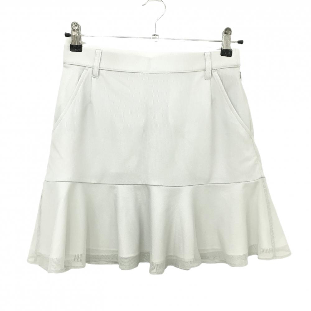 【美品】ジュンアンドロペ スカート ライトグレー メッシュ 裏地付き レディース L ゴルフウェア JUN＆ROPE