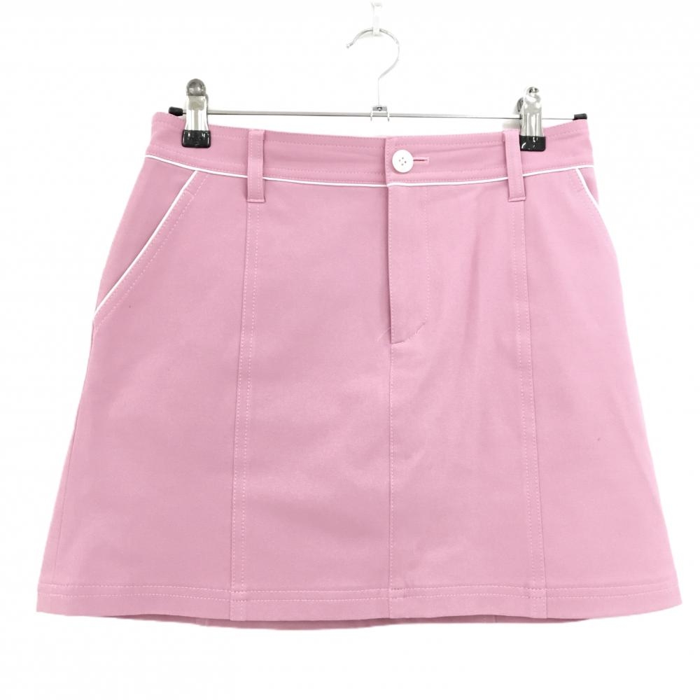 ジュンアンドロペ スカート ピンク×白 バックロゴ レディース L ゴルフウェア JUN＆ROPE