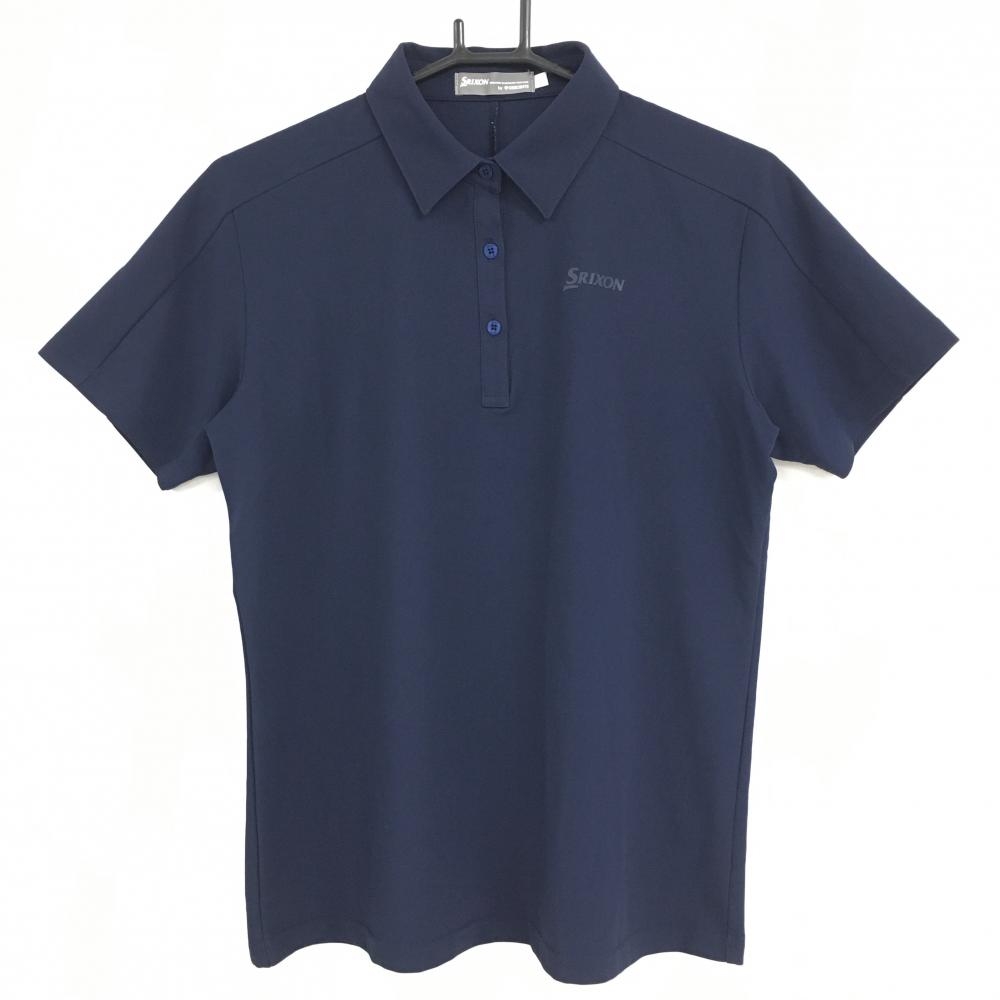 【超美品】スリクソンbyデサント 半袖ポロシャツ ネイビー 無地 シンプル レディース L ゴルフウェア SRIXON