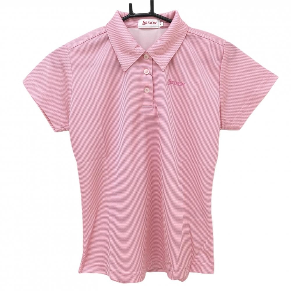 【新品】スリクソン 半袖ポロシャツ ピンク×白 細ボーダー  レディース M ゴルフウェア SRIXON