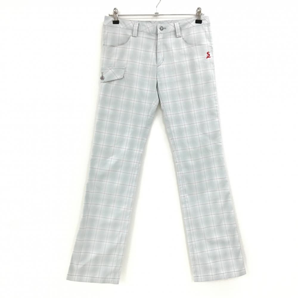 スリクソン パンツ グレー×レッド チェック ストレッチ レディース S ゴルフウェア SRIXON
