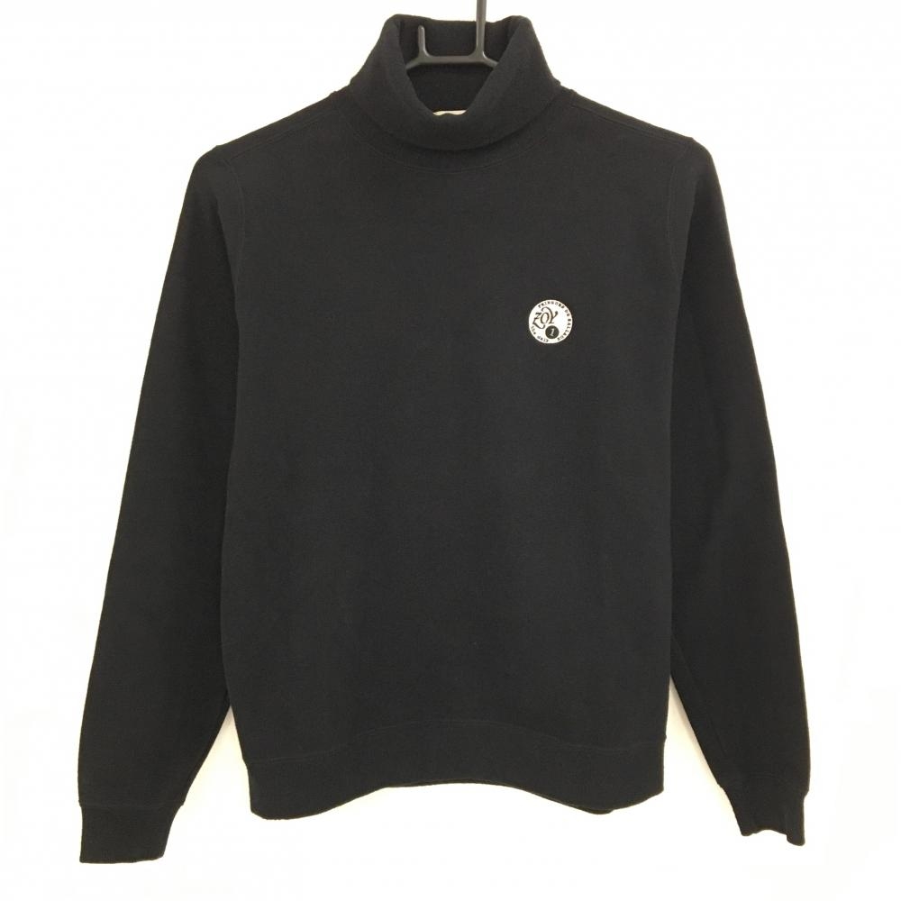 【美品】ゾーイ タートルネックセーター 黒×白 ロゴ刺しゅう コットン100％ ニット  レディース M ゴルフウェア ZOY