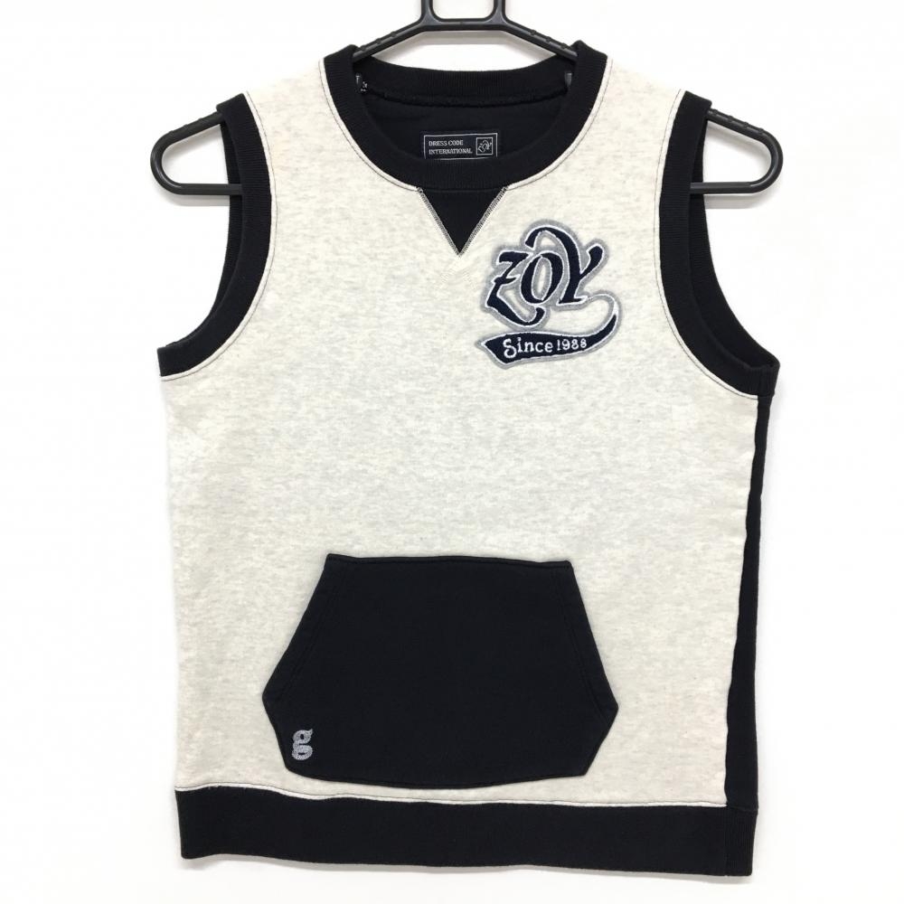 ゾーイ ベスト 白×ネイビー スウェット 腹部ポケット レディース 36(S) ゴルフウェア ZOY