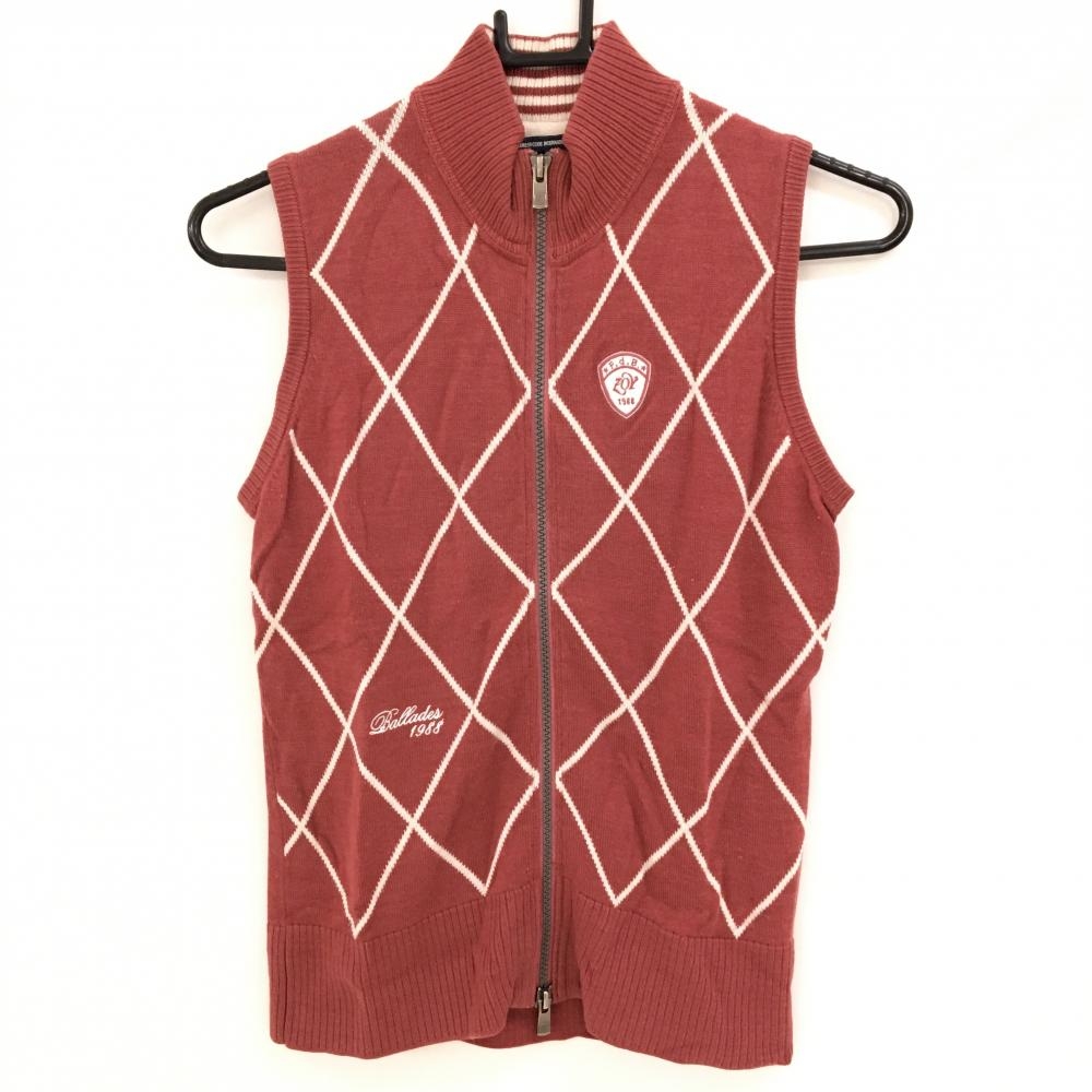 ゾーイ ニットジップベスト ピンク系×白 ダイヤ柄 レディース 38(M) ゴルフウェア ZOY