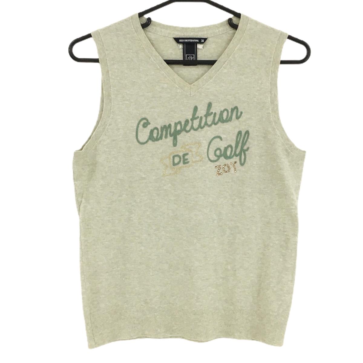 ゾーイ ニットベスト 杢グリーン フロント刺しゅう コット混 レディース 38(M) ゴルフウェア ZOY