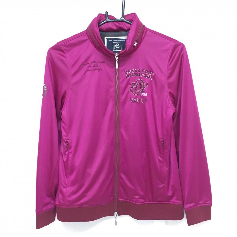 ゾーイ ジャケットブルゾン ピンク系×ボルドー系 蓄熱裏地 フード収納可 ダブルジップ レディース 38(M) ゴルフウェア ZOY