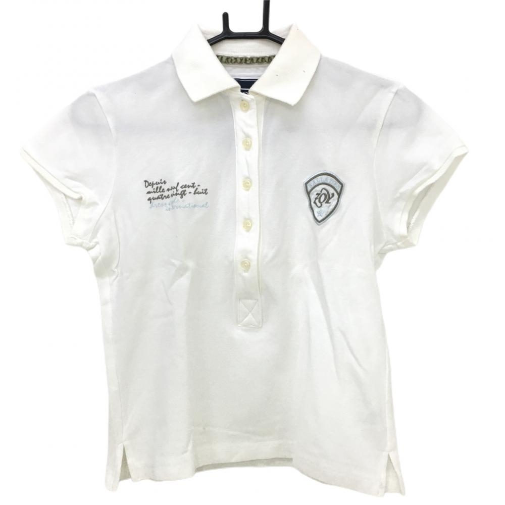 ゾーイ 半袖ポロシャツ 白×グレー ロゴ刺しゅう  レディース 40(L) ゴルフウェア ZOY