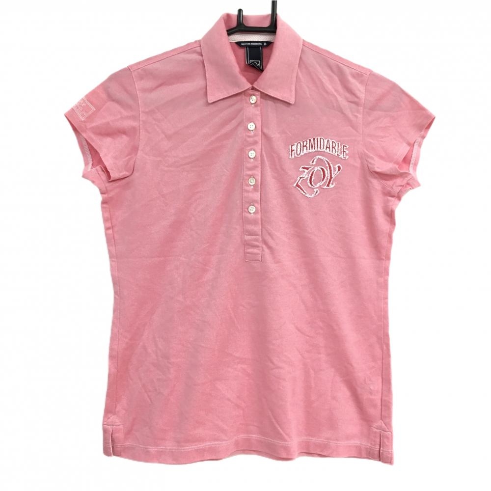 【美品】ゾーイ 半袖ポロシャツ ピンク バックプリント  レディース 40(L) ゴルフウェア ZOY